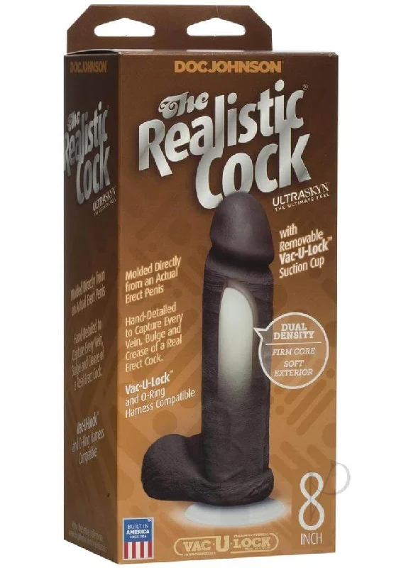 cock ring pink-Realistic Cock with Balls - 8 Inches in Black - Dual-Density ULTRASKYN