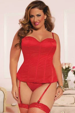 Sexy lingerie weekday-Satin Corset - Red - 3x-4x