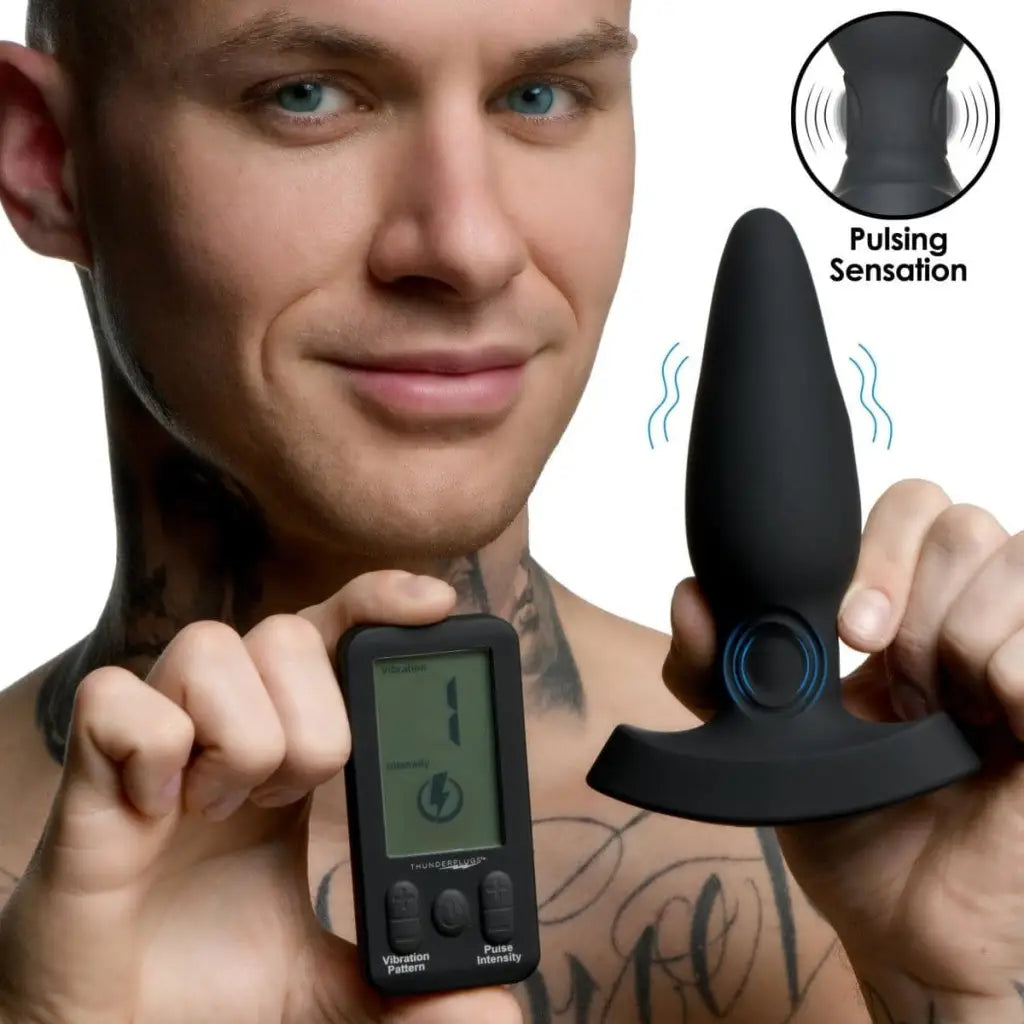 cock ring ornate-25x Pulsing And Vibrating Silicone Plug With Remote