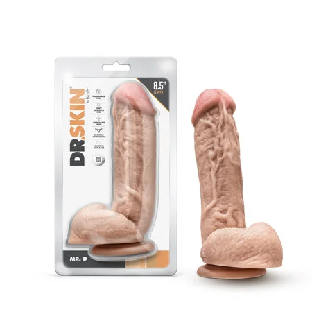 penis-hygiene-techniques-penis-blood-flow-Dr. Skin Mr. D 8.5 in. Dildo with Balls Beige