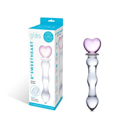 penis-medical-tools-penis-extension-devices-Glas 8 in. Sweetheart Glass Dildo with Pink Heart-Shaped Handle