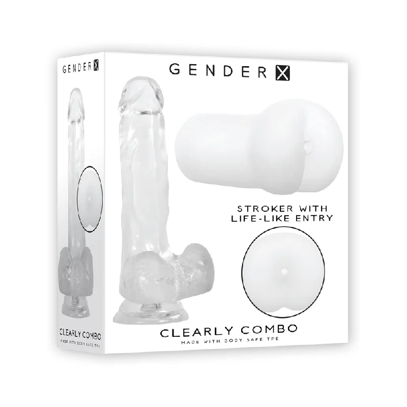 penis-natural-tools-penis-surgery-costs-Gender X Clearly Combo 2-Piece 7.25 in. Realistic Dildo and Anal Entry Stroker Set Clear