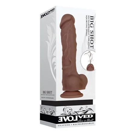 metallic realistic dildo-Evolved Big Shot 8-Inch Squirting Vibrating Silicone Dildo - Dark