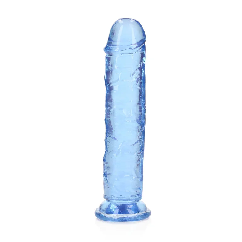 penis-growth-supplements-penis-health-tips-RealRock Crystal Clear Straight 7 in. Dildo Without Balls Blue