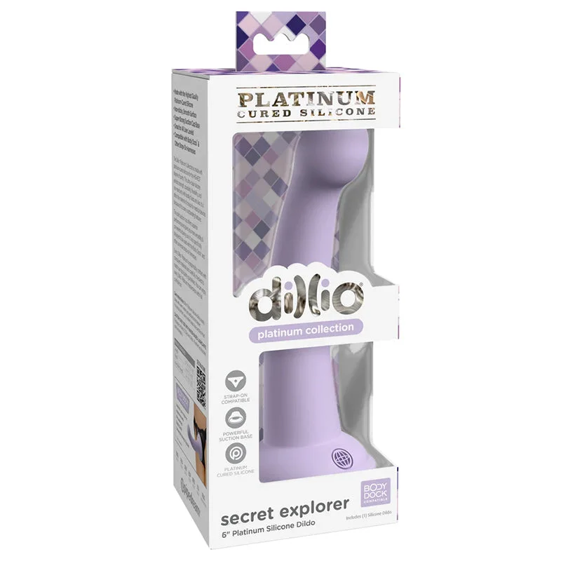 long dildo-Pipedream Dillio Platinum Collection Secret Explorer 6 in. Silicone Dildo Purple