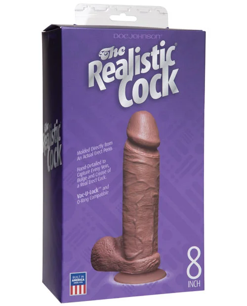 cock ring transparent-The Realistic Cocks 8 Inch - Brown