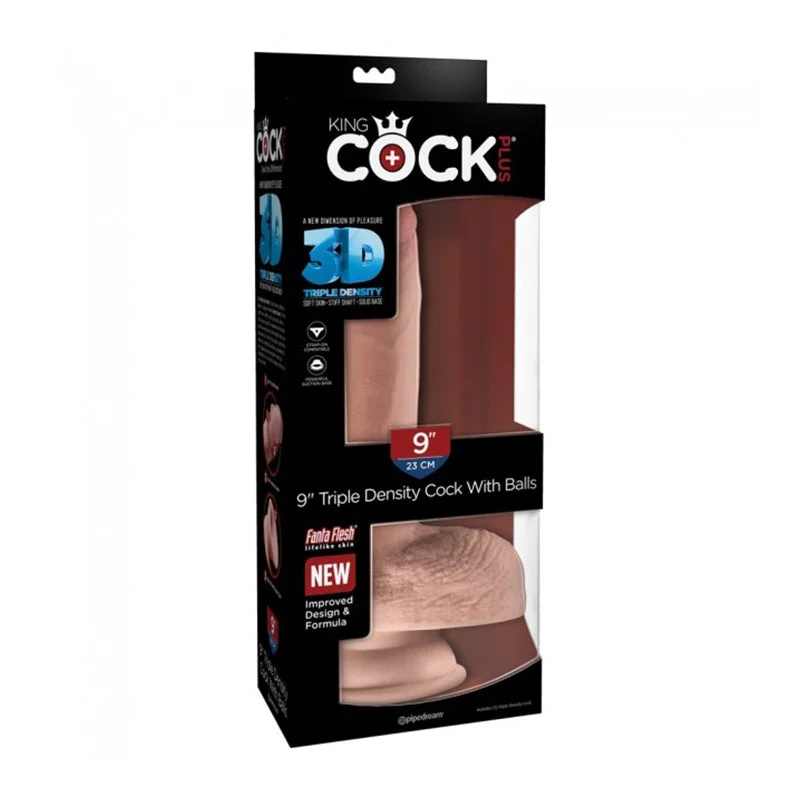 cock ring temperature play-King Cock Triple Density 9 inches Cock, Balls Beige