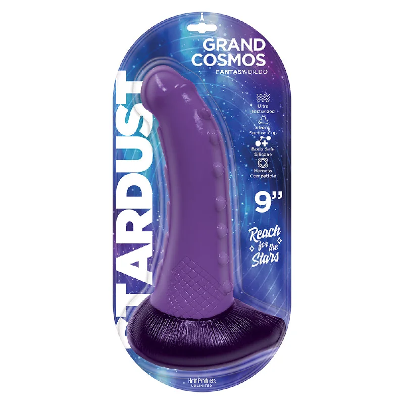 veined dildo-Stardust Grand Cosmos Textured 9 In. Silicone Fantasy Dildo Purple