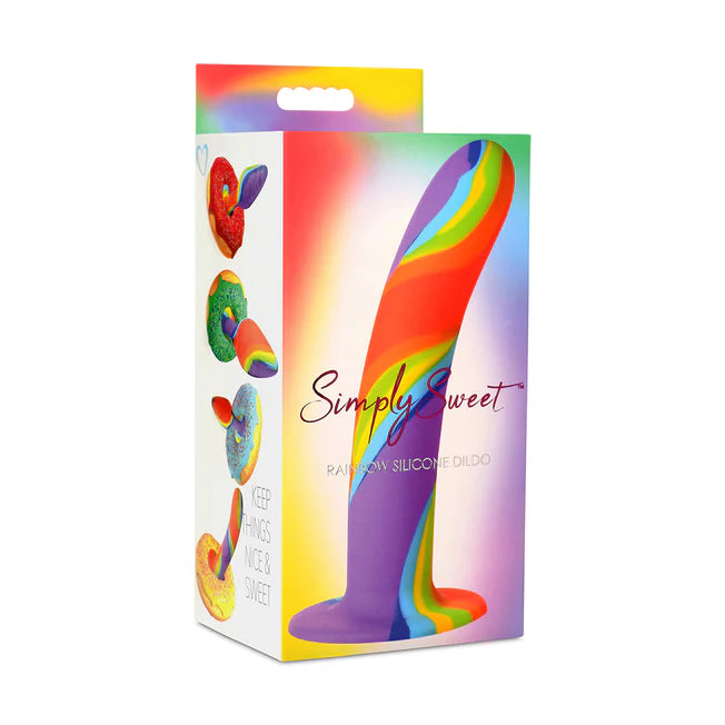 glass flared dildo-Simply Sweet Rainbow Curved Silicone 6.5 inch Dildo