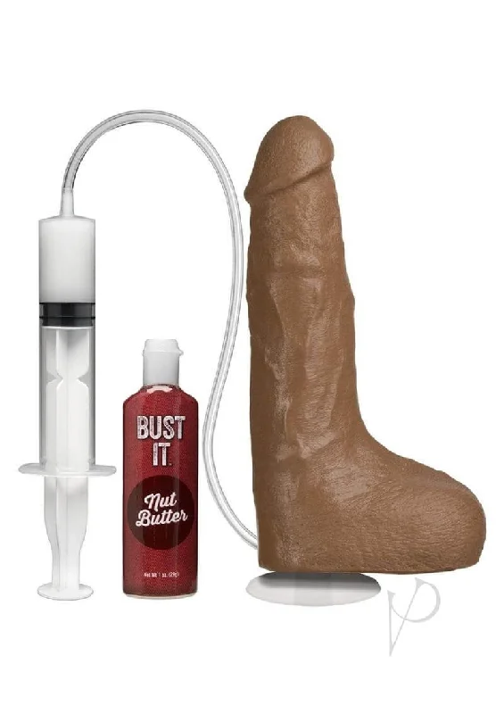 cock ring power play-Bust It Squirting Realistic Cock Brown w/1oz Nut Butter