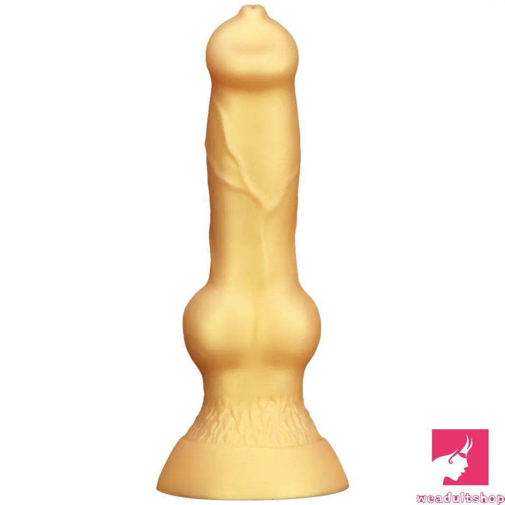 Anal toys with easy size-3.81in 7.48in Gold Silicone Soft Small Dog Dildo For Anal Vaginal Toy