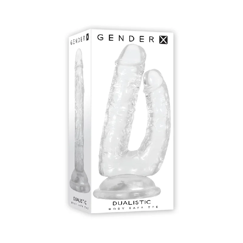 penis-length-tools-penis-enhancement-pills-Gender X Dualistic Double-Shafted Dildo With Suction Cup Base Clear