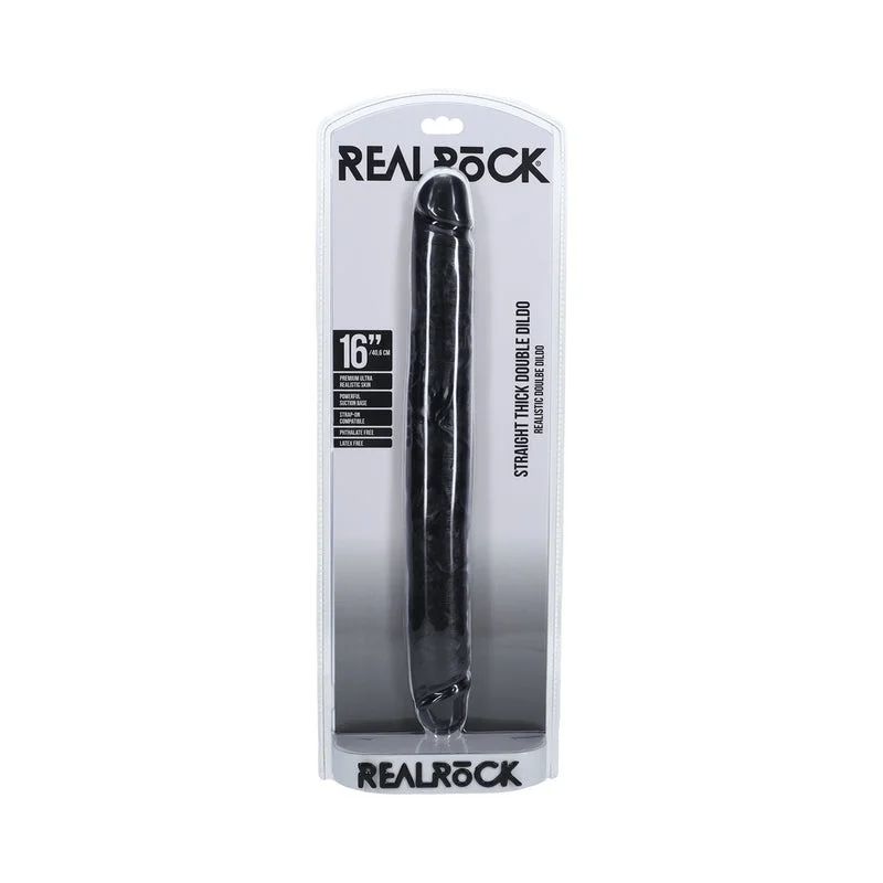 penis-enhancement-techniques-penis-performance-tips-RealRock 16 in. Thick Double-Ended Dong Black