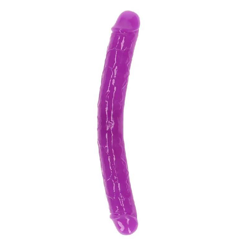 penis-enhancement-facts-penis-pump-reviews-RealRock Glow in the Dark Double Dong 12 in. Dual-Ended Dildo Neon Purple