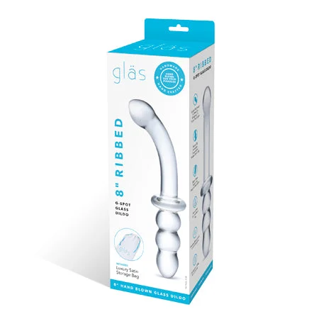 penis-hygiene-tips-penis-aging-effects-Glas 8 in. Ribbed G-Spot Glass Dildo