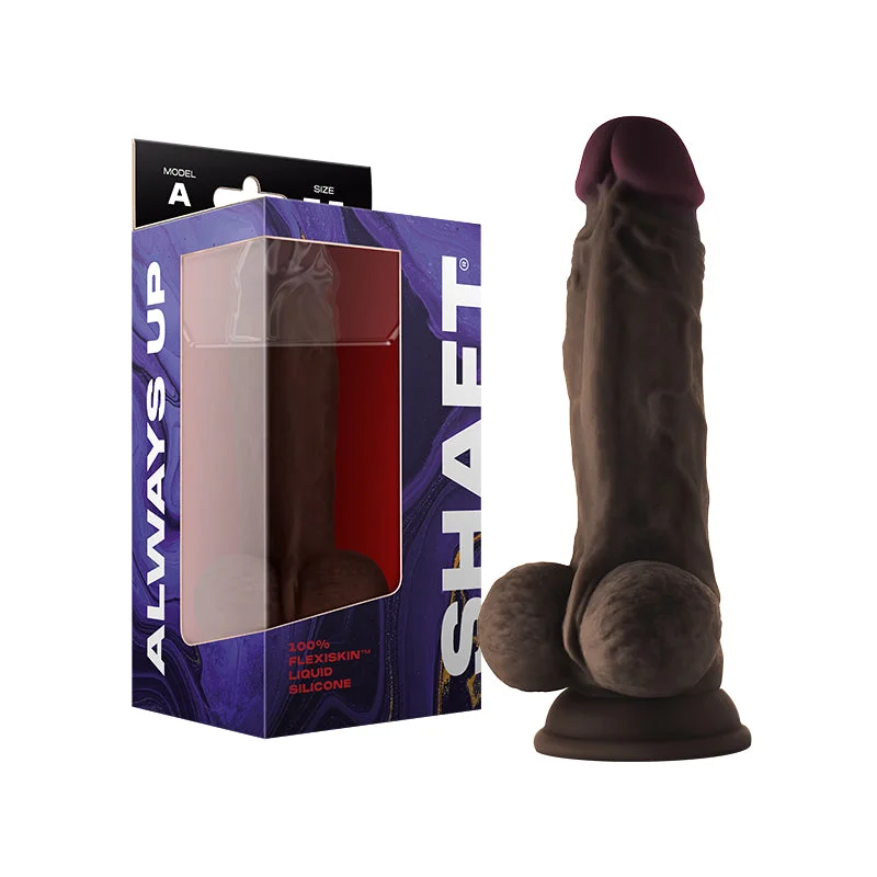 cock ring ornate-Shaft Model A Liquid Silicone Dong With Balls 7.5 In. Mahogany