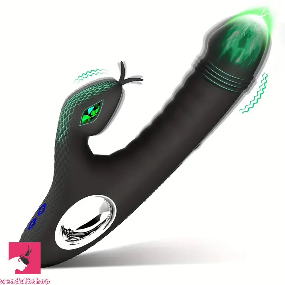 Anal toys with flared finish-7.5in Snake Vibrating Silicone Soft Automatic Black Dildo For Anal Sex