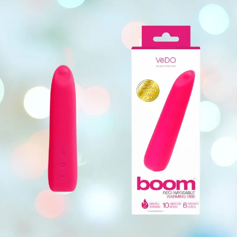 Anal toys for premium feel-VeDO Boom Rechargeable Warming Bullet Vibrator - Pink