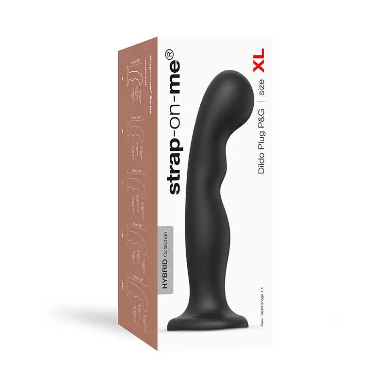 USB vibrating dildo-Strap-On-Me Hybrid Collection Silicone Dildo Plug P&G Black XL