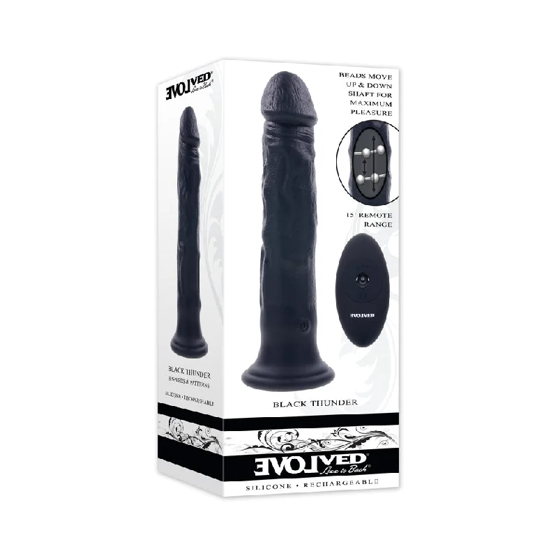 penis-medical-tools-penis-extension-devices-Evolved Black Thunder Vibrating Dildo with Moving Beads and Remote Control