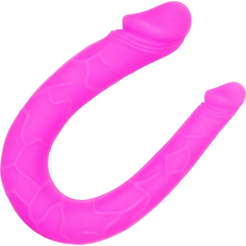 cock ring leather-Silicone AC/DC Double Dong by CalExotics - Pink