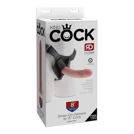 cock ring power-Pipedream King Cock Strap-On Harness With 8 in. Cock Beige