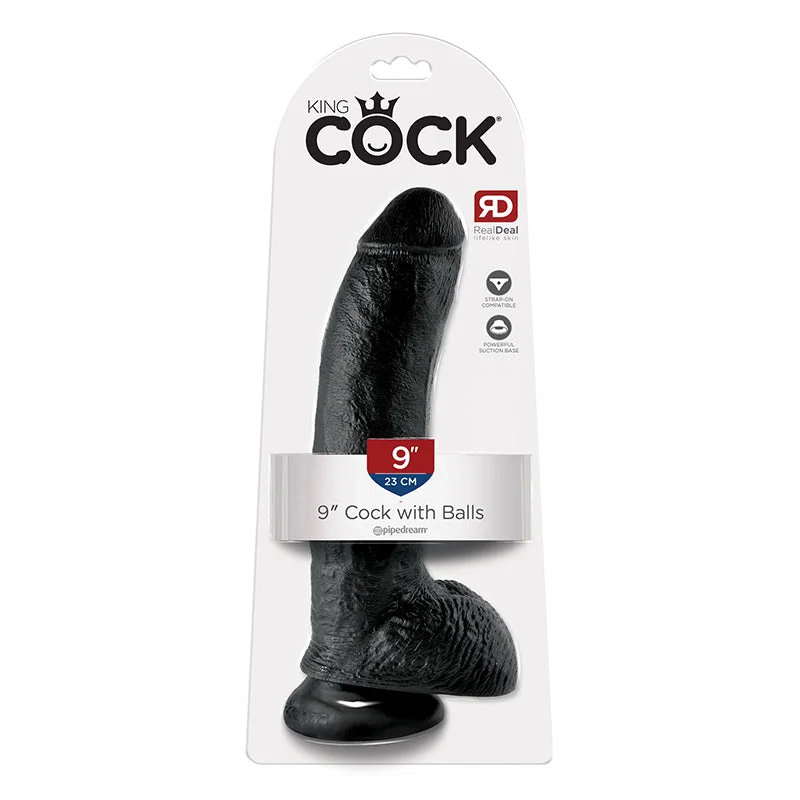 cock ring glow in dark-King Cock 9 inches Cock Balls Black