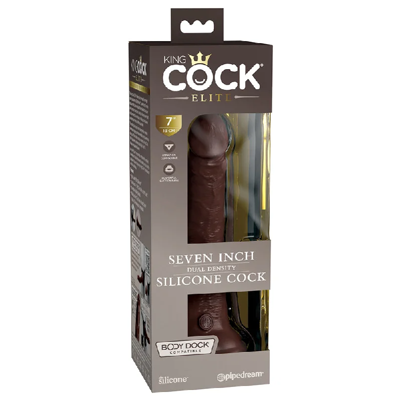 cock ring ruby-King Cock Elite Silicone Dual-density Cock 7 In. Brown