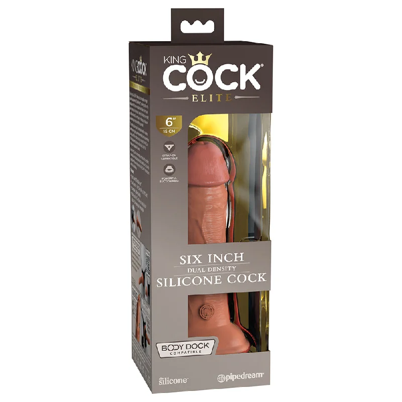 cock ring stone-King Cock Elite Silicone Dual-density Cock 6 In. Tan