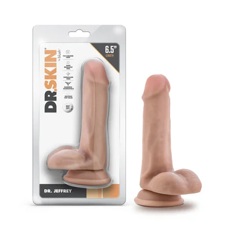 penis-growth-reviews-penis-function-problems-Dr. Skin Dr. Jeffrey 6.5 in. Dildo with Balls Beige