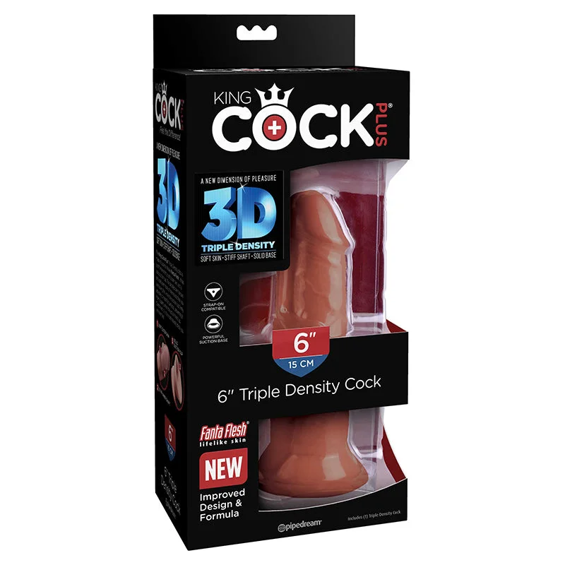 clear glass dildo-Pipedream King Cock Plus 6 in. Triple Density Cock Realistic Dildo With Suction Cup Brown