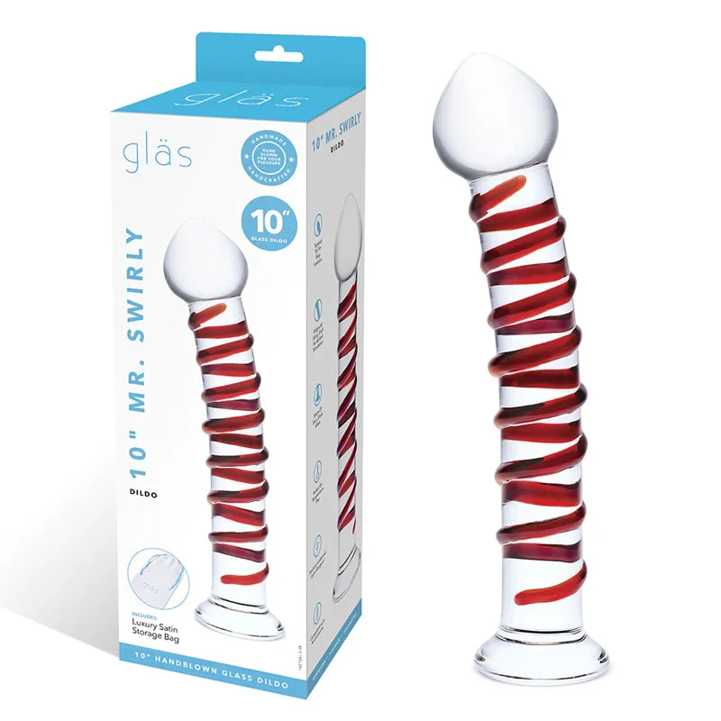 cooling glass dildo-Glas 10 in. Mr. Swirly Glass Dildo