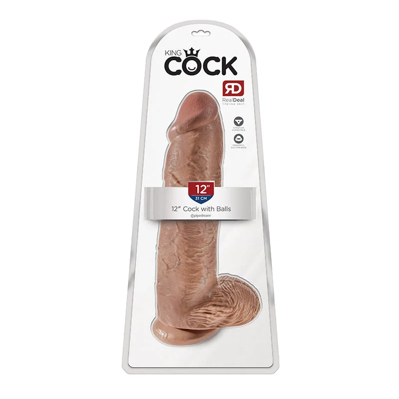 cock ring wide-King Cock 12 Inch  Cock W/Balls Tan