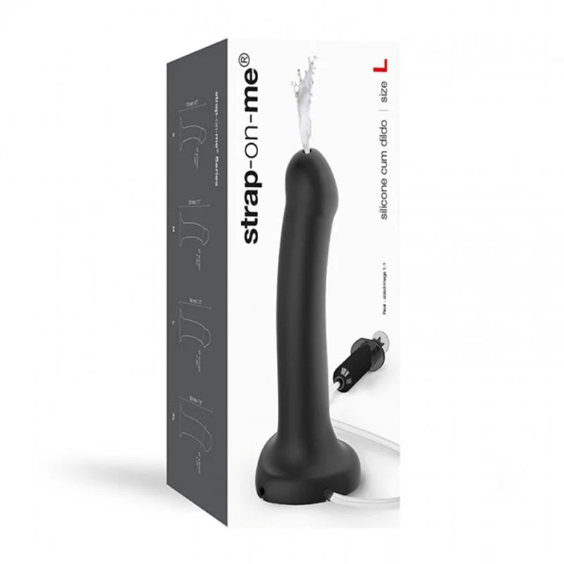 realistic pointed dildo-Strap On Me Semi Realistic Cum Dildo Black Large (fluid Not Included)