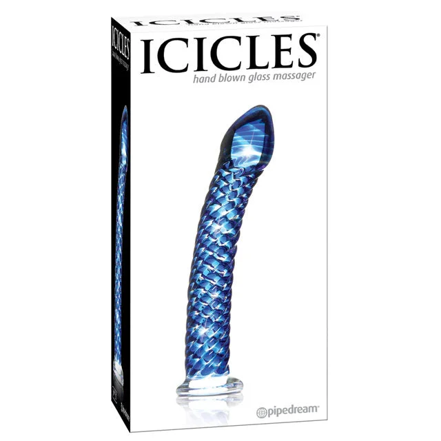 realistic single-speed dildo-Icicles No 29 Textured Glass Dildo