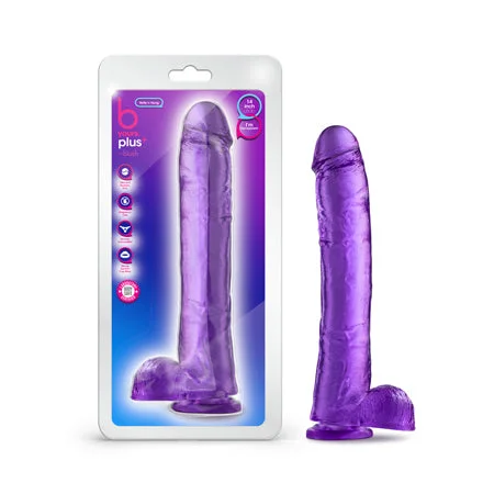 wearable dildo-B Yours Plus Hefty n' Hung 14 inch Purple Dildo