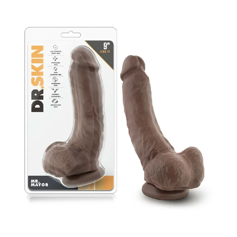 patterned dildo-Dr. Skin - Mr. Mayor 9 Dildo With Suction Cup -  Chocolate