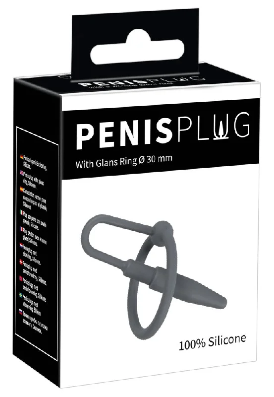 cock ring glass-Orion PenisPlug with Glans Ring and Dilator Grey Silicone Penis Plug