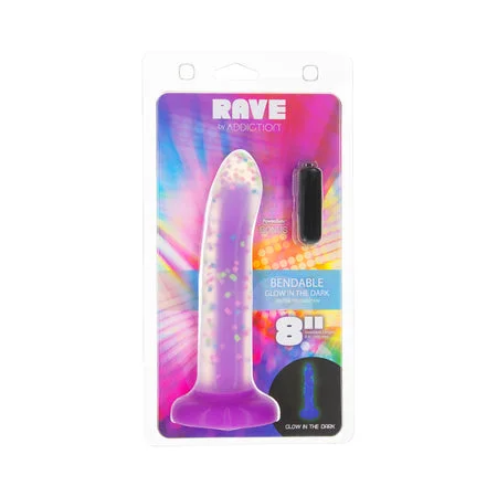 penis-pump-techniques-penis-natural-remedies-Addiction Rave 8 in. Bendable Glow-in-the-Dark Silicone Dildo Purple Confetti