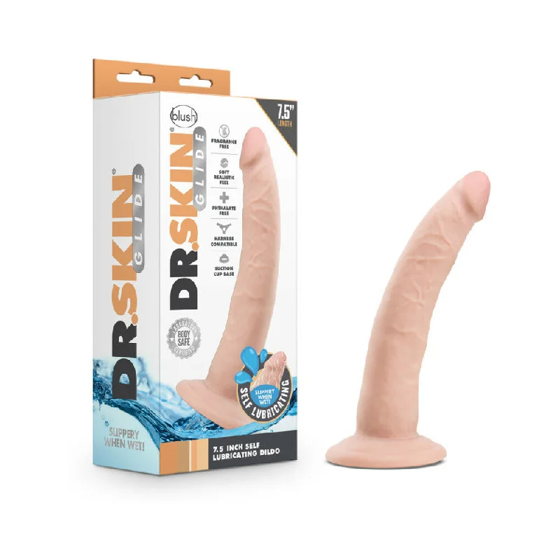 penis-growth-techniques-penis-medical-treatments-Blush Dr. Skin Glide Realistic 7.5 in. Self-Lubricating Dildo with Suction Cup Beige