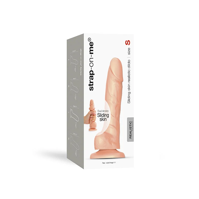 inflatable realistic dildo-Strap-On-Me Realistic Collection Sliding Skin Dual-Density Silicone Dildo Vanilla S