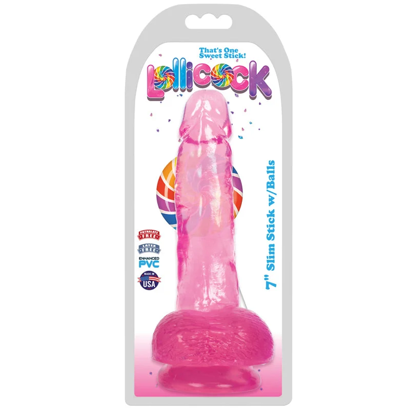 cock ring soft-Lollicock Slim Stick W/balls 7in Cherry Ice