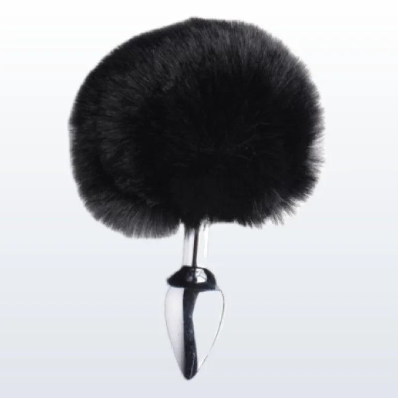 Anal toys with strong base-Onyx Bunny Tail Metal Anal Plug with Black Faux Fur