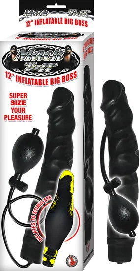 no-base realistic dildo-Mack Tuff Big Boss Inflatable Black Dildo