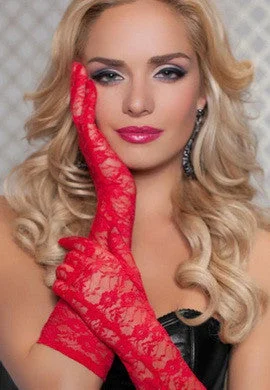 Purple sexy lingerie-Lace Elbow Gloves - Red