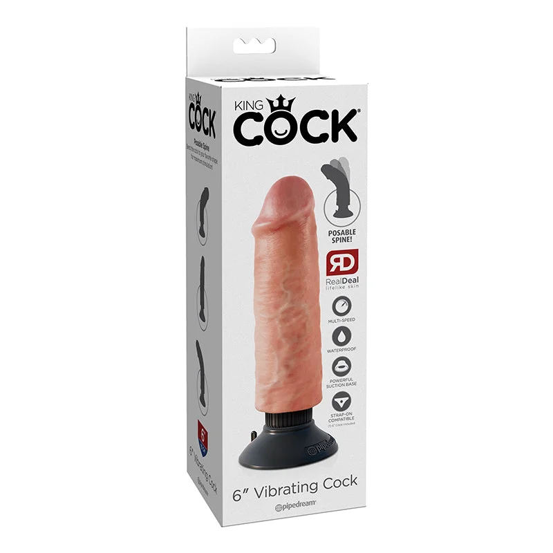 realistic eco-friendly dildo-King Cock 6 inches Vibrating Dildo Beige