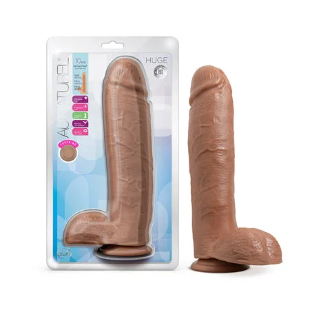 penis-girth-advice-penis-skin-conditions-Blush Au Naturel Huge 10 in. Posable Dual Density Dildo with Balls & Suction Cup Tan