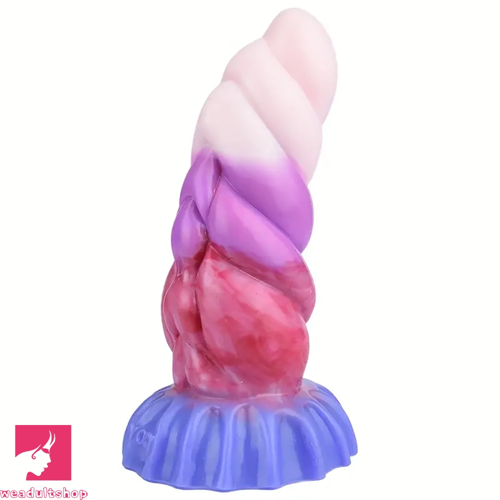 Anal toys for anal newbies-6.69in Fantasy Rainbow Silicone Curved Anal Plug Adult Sex Dildo