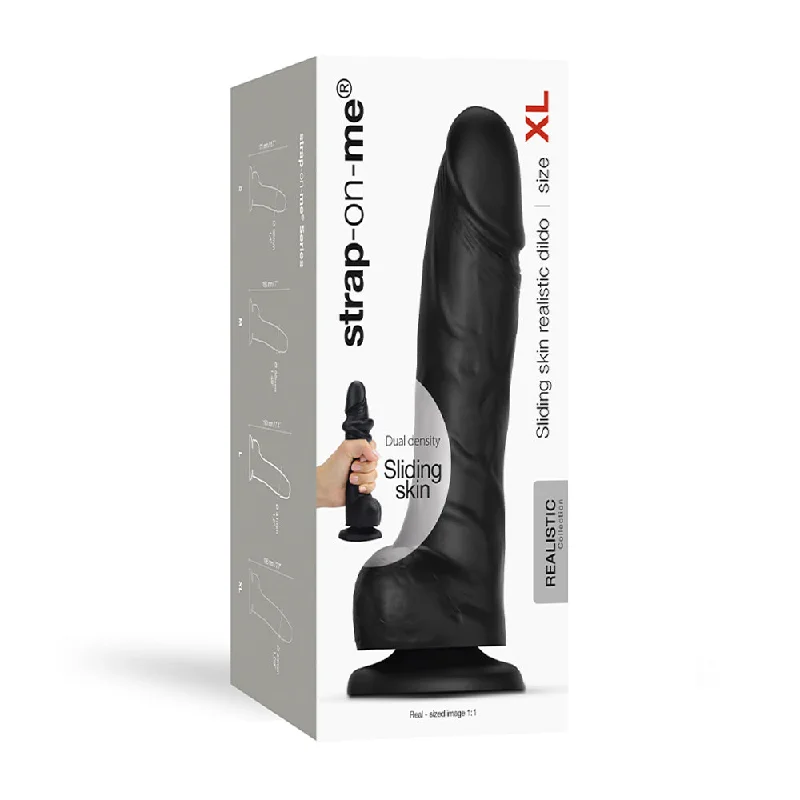 realistic unicorn dildo-Strap-on-me Sliding Skin Realistic Dual-density Dildo Black Xl