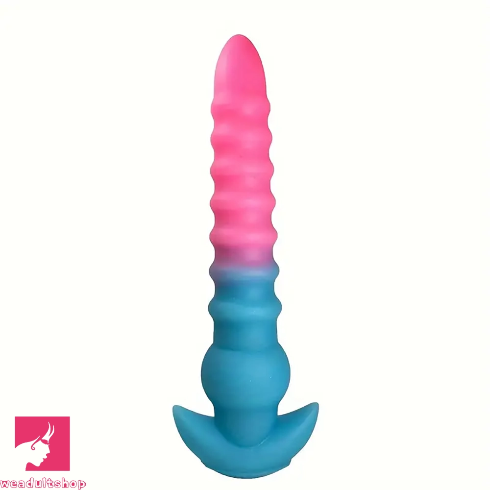 Anal toys with firm texture-10.03in 12.2in Colorful Luminous Silicone Anal Plug Large Flexible Dildo